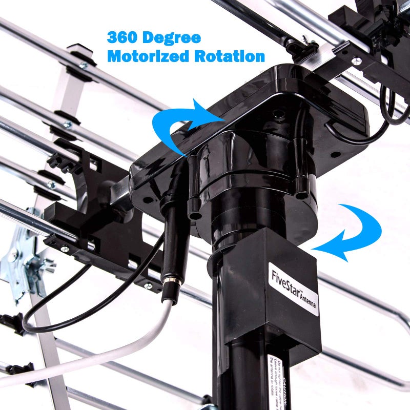 Five Star Outdoor Digital Amplified HDTV Antenna - up to 200 Mile Long Range, Directional 360 Degree Rotation by Remote Control, HD 4K 1080P FM,Support 5 TVs Plus Installation Kit - Image 4